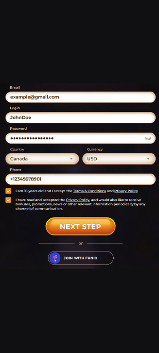 AmunRa Registrierungsprozess auf dem Handy AmunRa Registrierungsprozess auf dem Handy